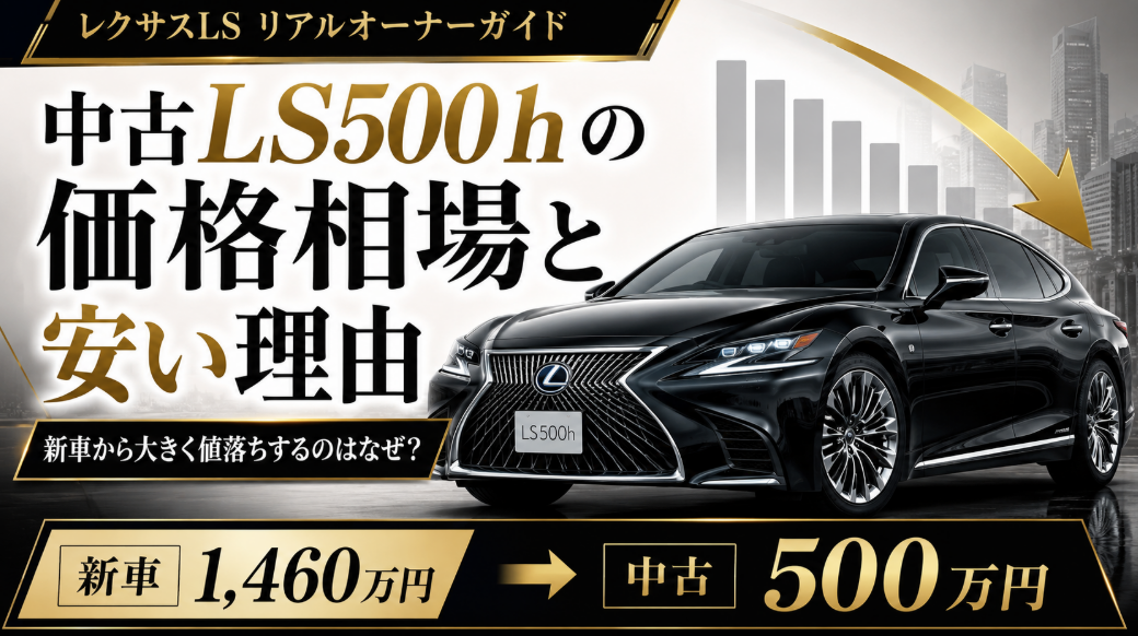 中古レクサスLS500hの価格相場と安い理由を解説するアイキャッチ画像