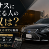 レクサスに乗ってる人の年収をテーマに、黒のレクサスLS500hと購入額500万円・年間維持費約39.9万円を掲載したアイキャッチ画像