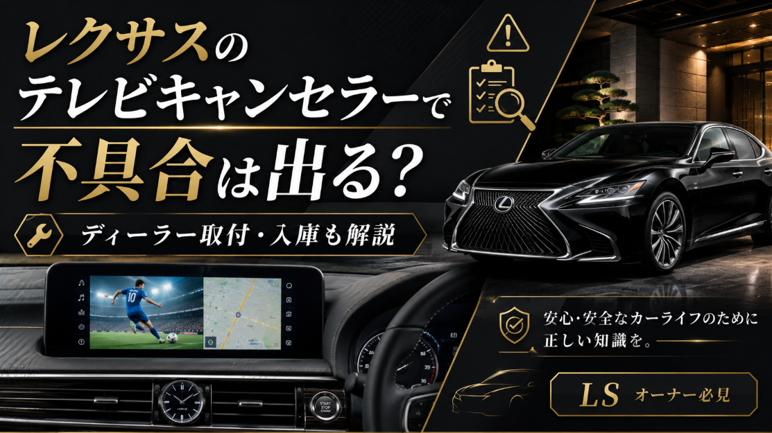 レクサスのテレビキャンセラーによる不具合とディーラー取付・入庫について解説するアイキャッチ画像